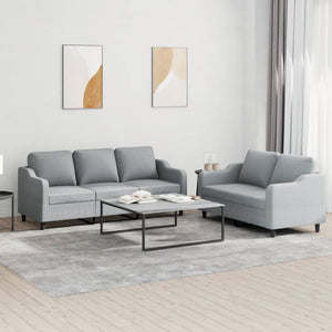 Ensemble de canapés 2 pcs avec coussins Gris clair Tissu