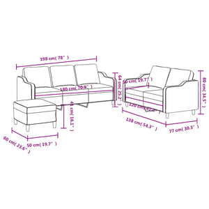 Ensemble de canapés 3 pcs avec coussins Marron Tissu