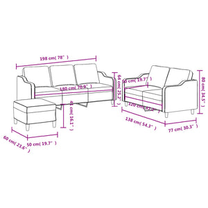 Ensemble de canapés 3 pcs avec coussins Noir Tissu