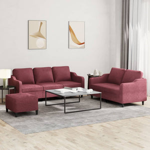 Ensemble de canapés 3 pcs avec coussins Rouge bordeaux Tissu