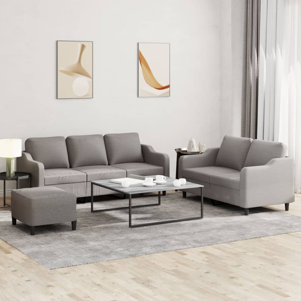 Ensemble de canapés 3 pcs avec coussins Taupe Tissu