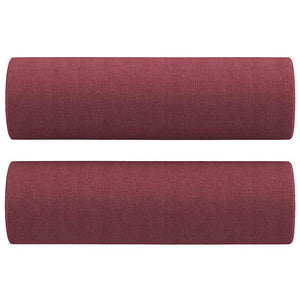 Ensemble de canapés 2 pcs avec coussins rouge bordeaux tissu