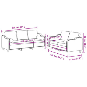 Ensemble de canapés 2 pcs avec coussins taupe tissu