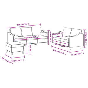 Ensemble de canapés 3 pcs avec coussins marron tissu