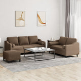 Ensemble de canapés 3 pcs avec coussins marron tissu