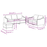 Ensemble de canapés 3 pcs avec coussins noir tissu