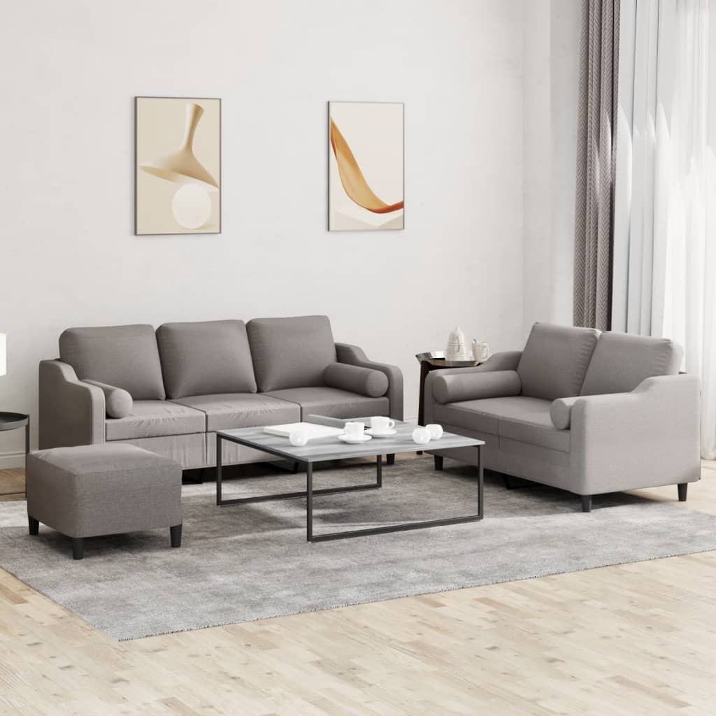 Ensemble de canapés 3 pcs avec coussins taupe tissu