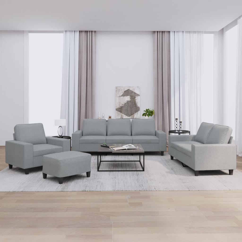 Ensemble de canapés 4 pcs gris clair tissu