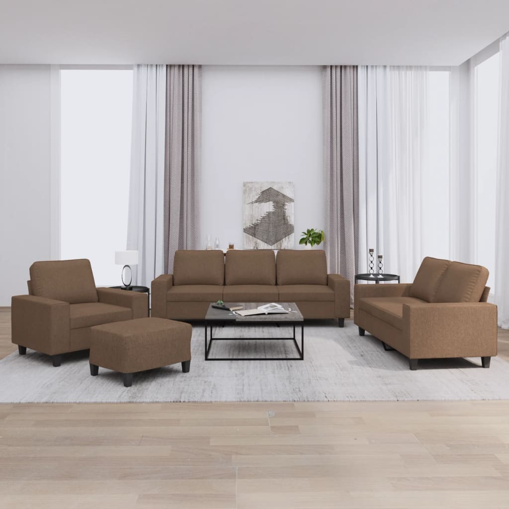 Ensemble de canapés 4 pcs marron tissu