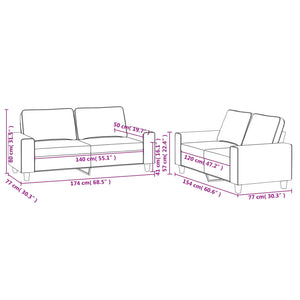 Ensemble de canapés 2 pcs marron tissu