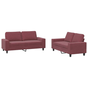 Ensemble de canapés 2 pcs rouge bordeaux tissu