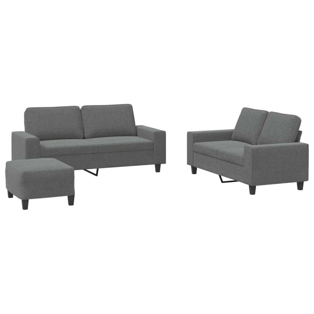 Ensemble de canapés 3 pcs gris foncé tissu