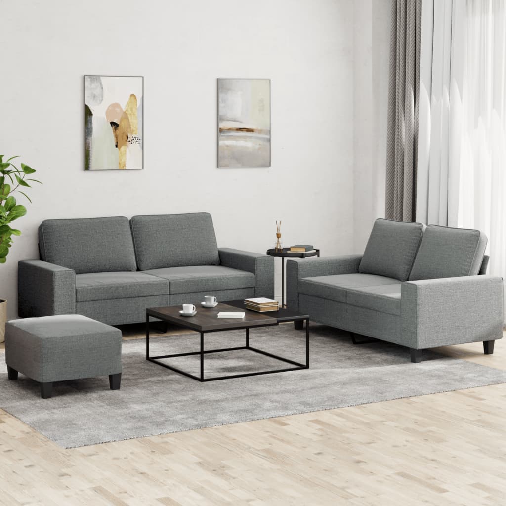 Ensemble de canapés 3 pcs gris foncé tissu