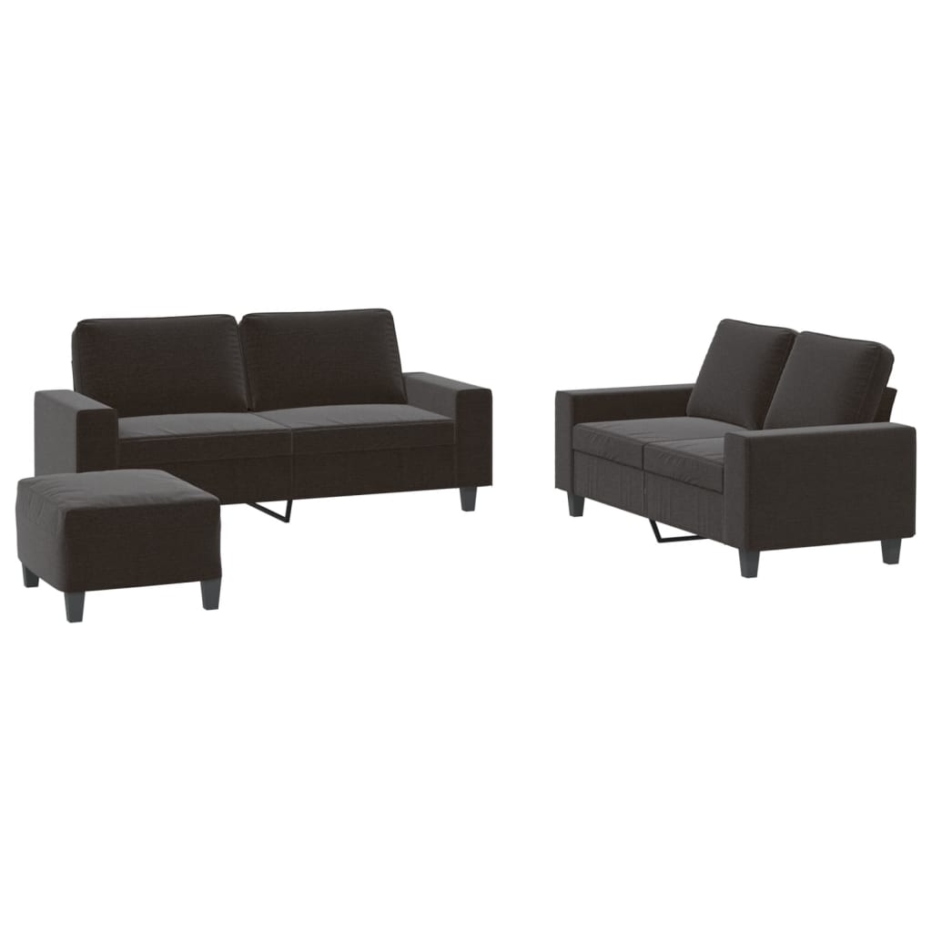 Ensemble de canapés 3 pcs noir tissu