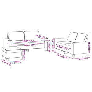 Ensemble de canapés 3 pcs noir tissu