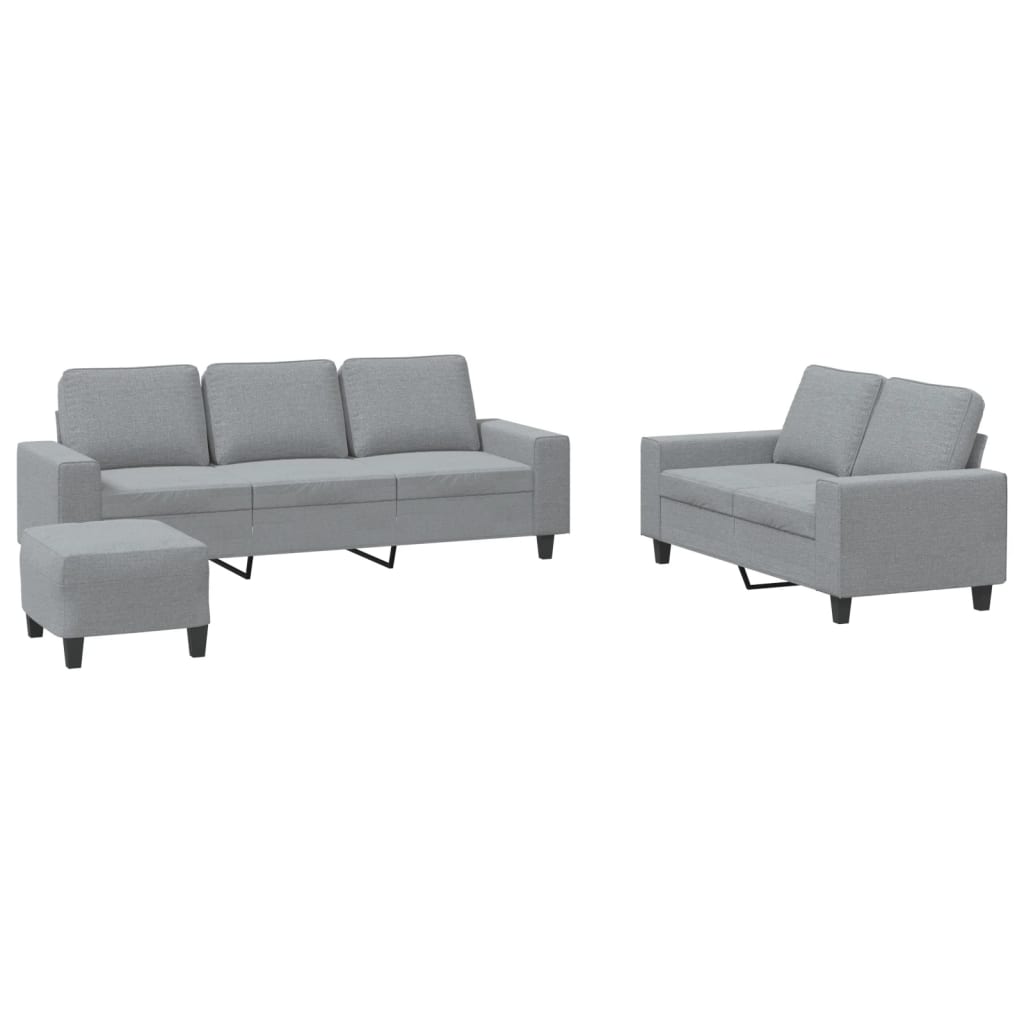 Ensemble de canapés 3 pcs gris clair tissu