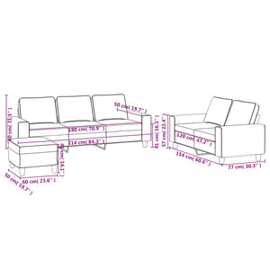 Ensemble de canapés 3 pcs gris clair tissu