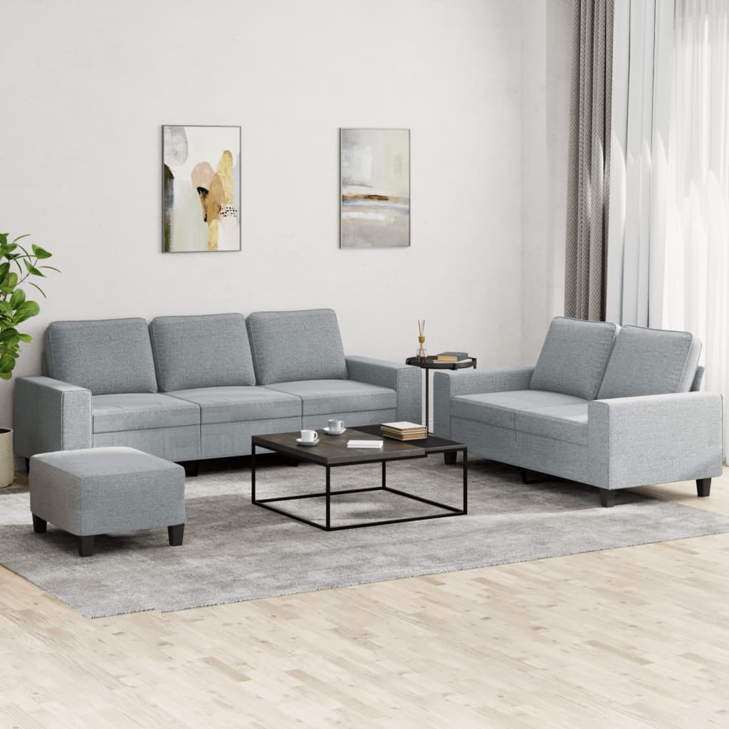 Ensemble de canapés 3 pcs gris clair tissu