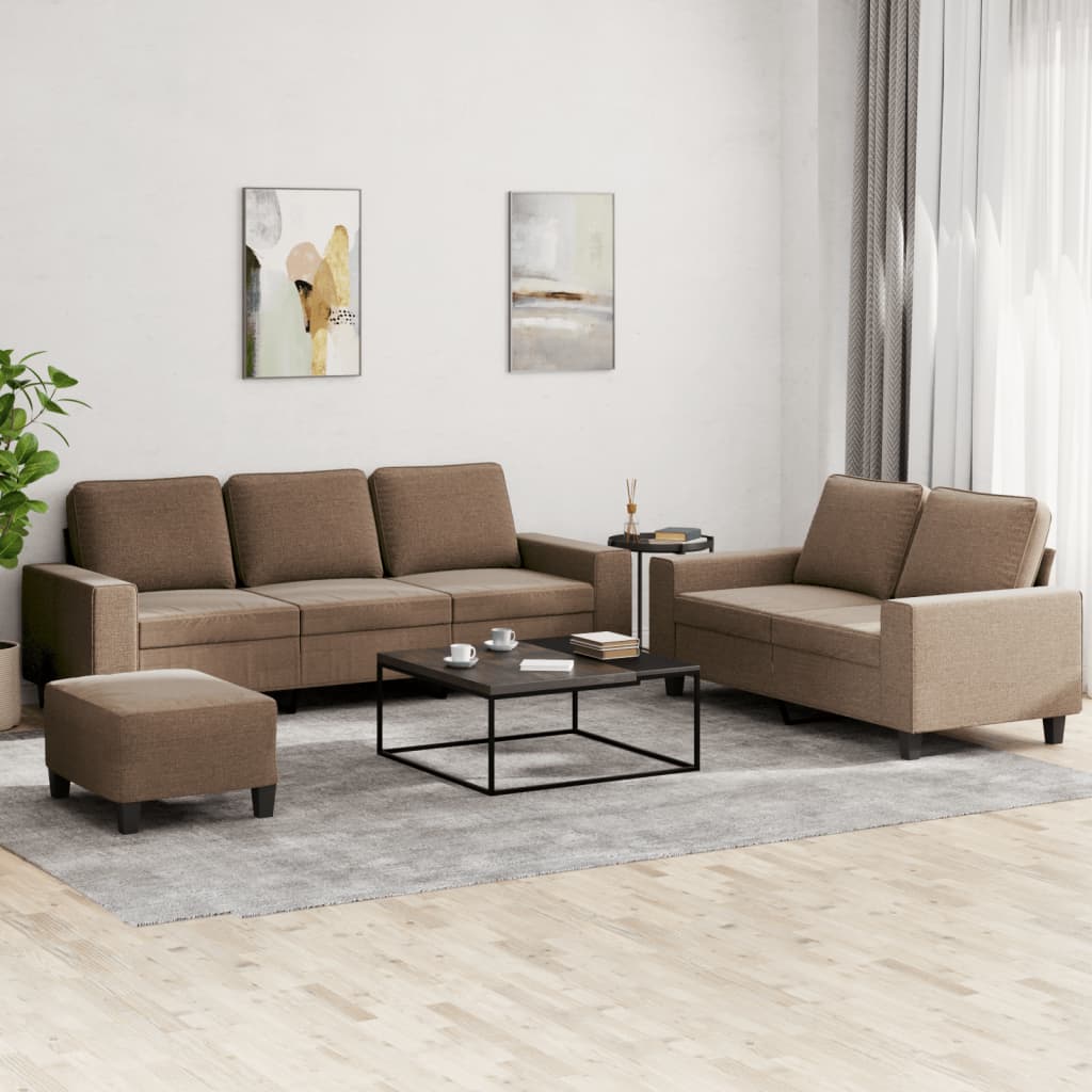 Ensemble de canapés 3 pcs marron tissu