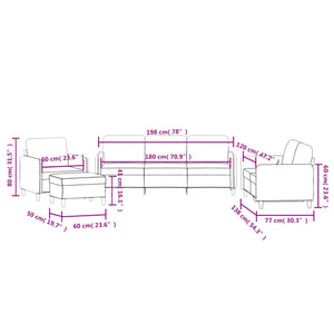 Ensemble de canapés 4 pcs gris clair velours