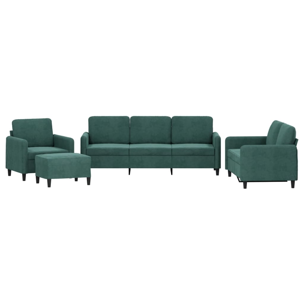 Ensemble de canapés 4 pcs vert foncé velours