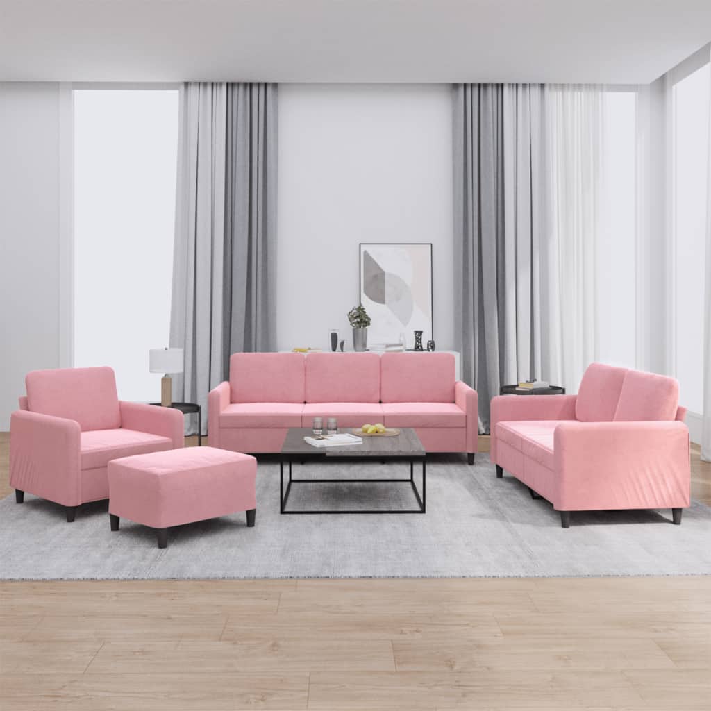 Ensemble de canapés 4 pcs rose velours