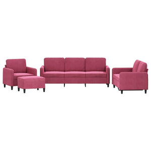 Ensemble de canapés 4 pcs rouge bordeaux velours