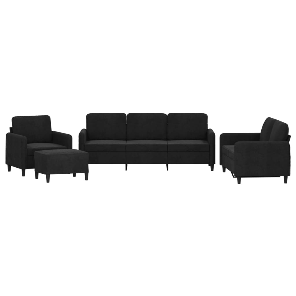 Ensemble de canapés 4 pcs noir velours