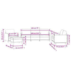 Ensemble de canapés 4 pcs jaune velours