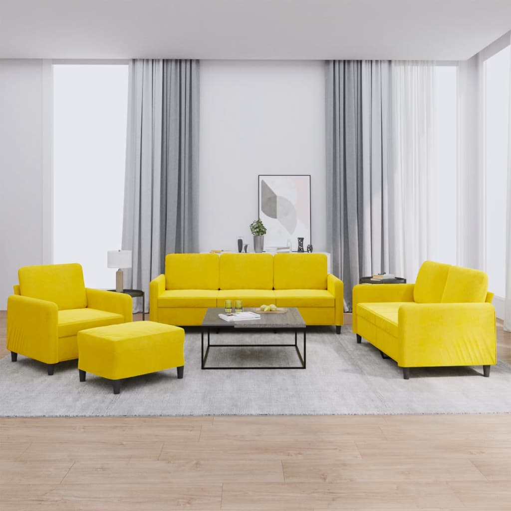Ensemble de canapés 4 pcs jaune velours
