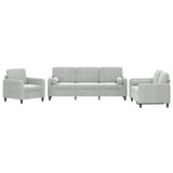 Ensemble de canapés 3 pcs avec coussins gris clair velours