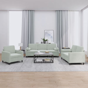 Ensemble de canapés 3 pcs avec coussins gris clair velours