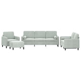 Ensemble de canapés 4 pcs avec coussins gris clair velours