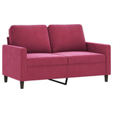 Ensemble de canapés 4 pcs avec coussins rouge bordeaux velours