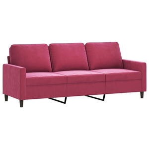 Ensemble de canapés 4 pcs avec coussins rouge bordeaux velours