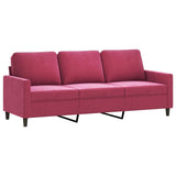Ensemble de canapés 4 pcs avec coussins rouge bordeaux velours