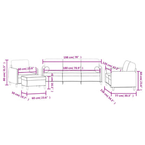 Ensemble de canapés 4 pcs avec coussins rouge bordeaux velours