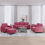 Ensemble de canapés 4 pcs avec coussins rouge bordeaux velours
