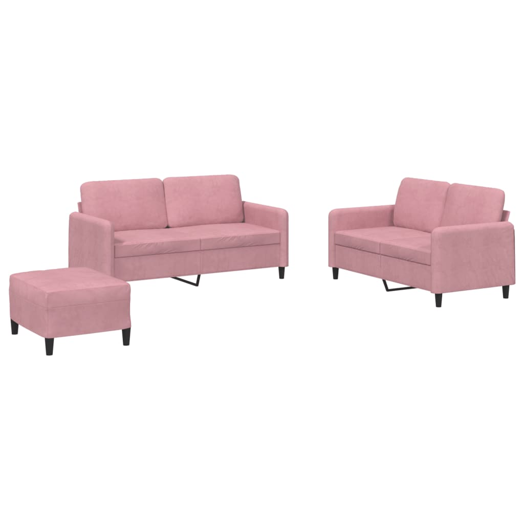 Ensemble de canapés 3 pcs rose velours