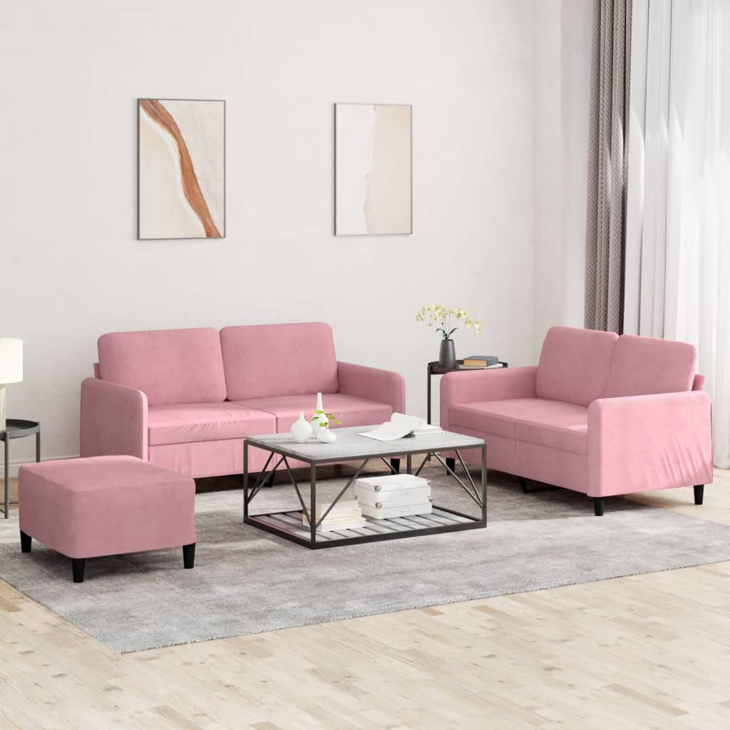 Ensemble de canapés 3 pcs rose velours