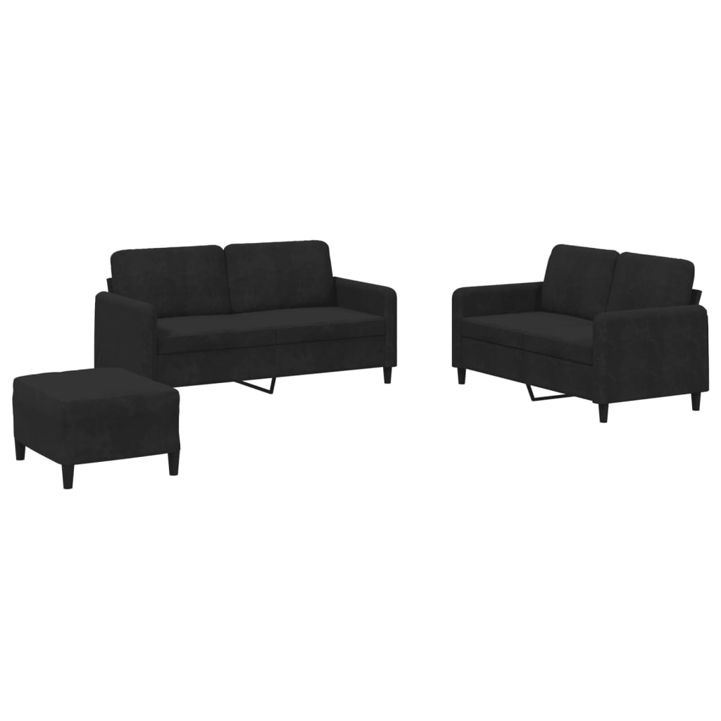 Ensemble de canapés 3 pcs noir velours