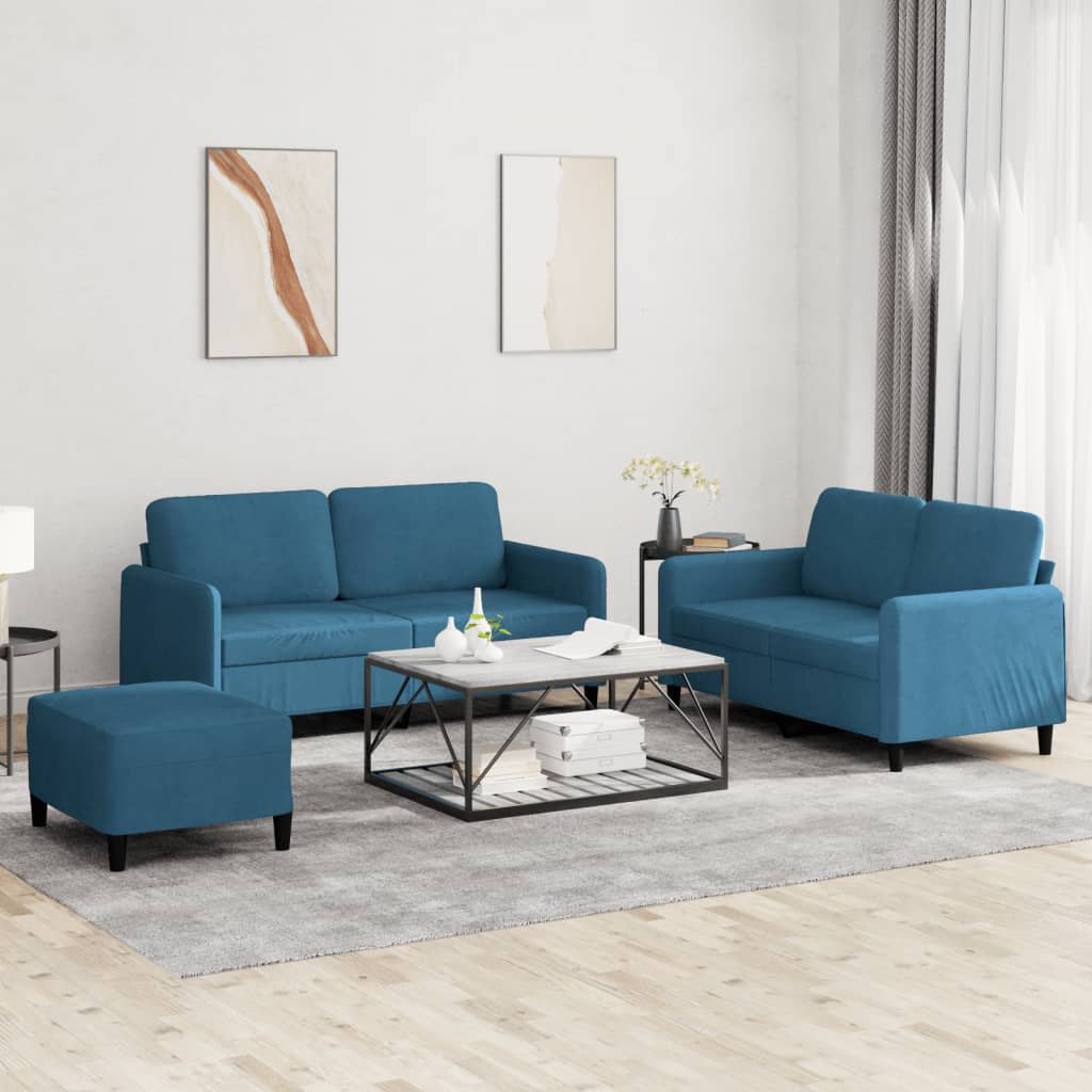 Ensemble de canapés 3 pcs bleu velours
