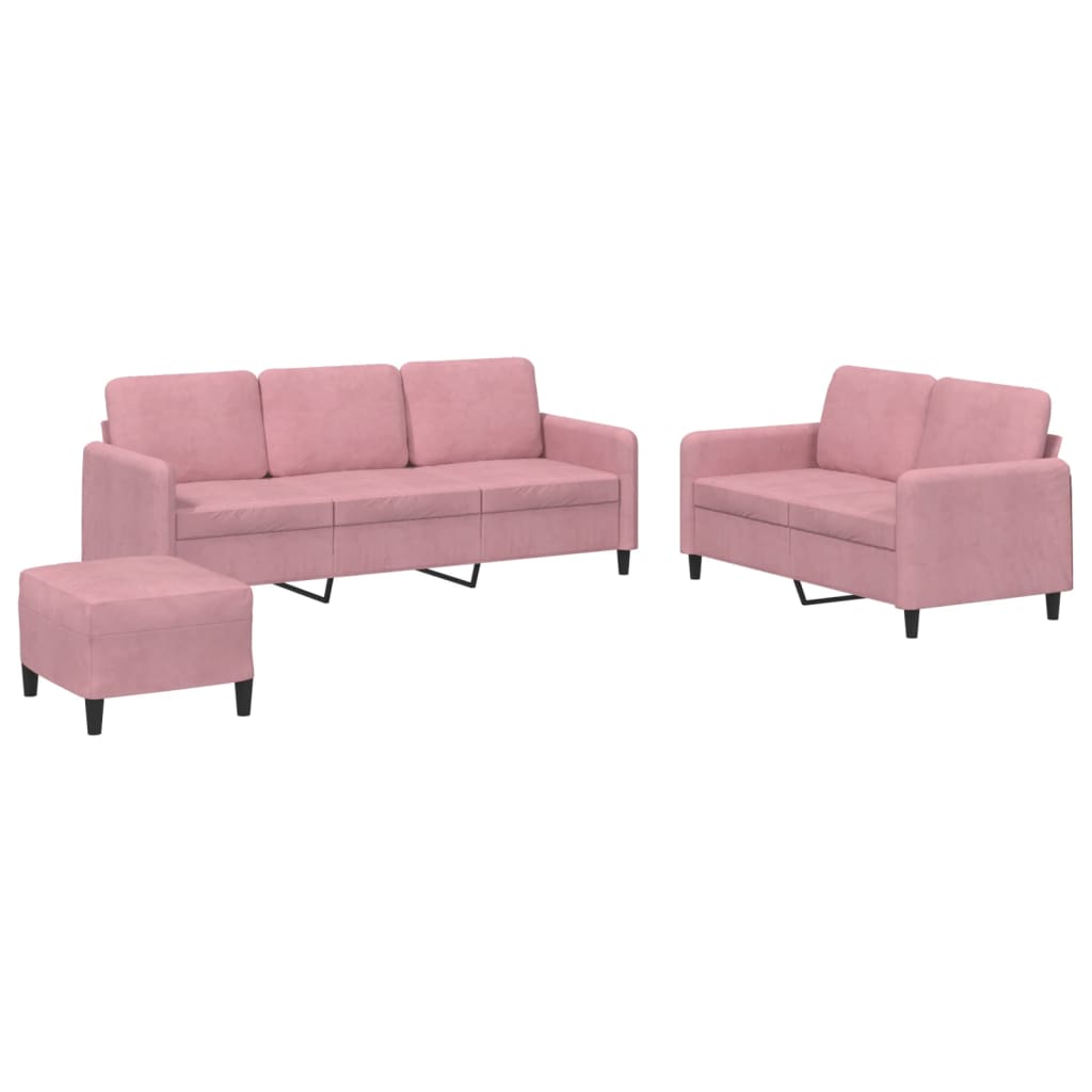 Ensemble de canapés 3 pcs rose velours