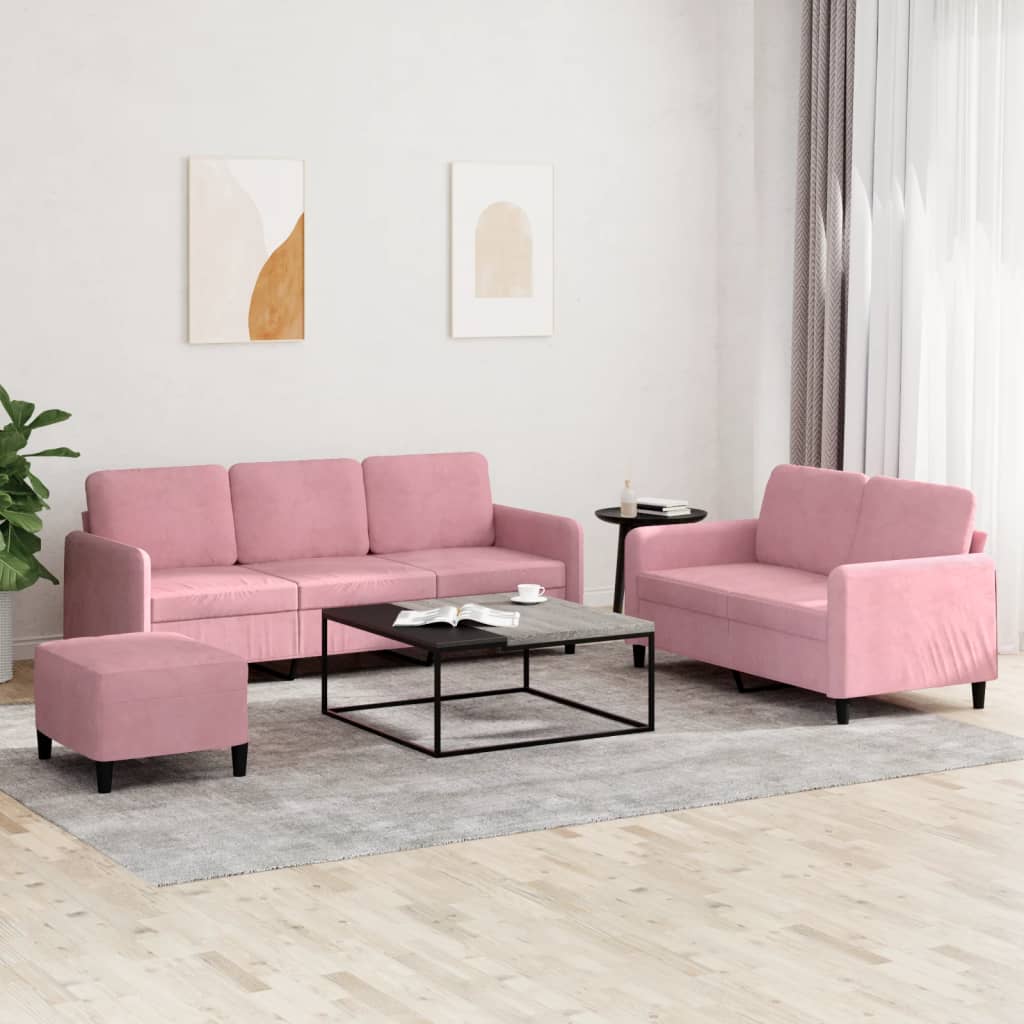 Ensemble de canapés 3 pcs rose velours
