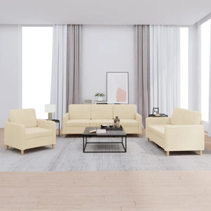 Ensemble de canapés 3 pcs avec coussins Crème Tissu