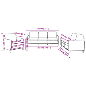 Ensemble de canapés 3 pcs avec coussins Marron Tissu