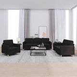 Ensemble de canapés 3 pcs avec coussins Noir Tissu