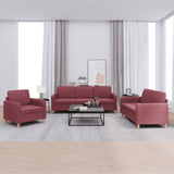 Ensemble de canapés 3 pcs avec coussins Rouge bordeaux Tissu