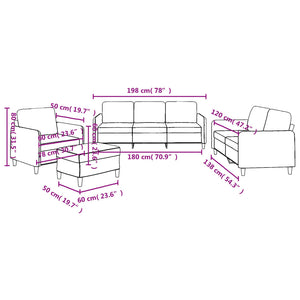 Ensemble de canapés 4 pcs avec coussins Marron Tissu