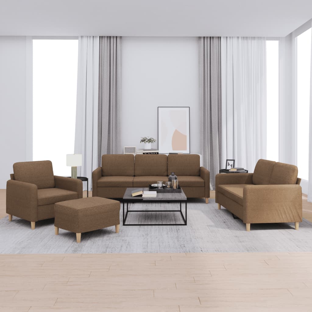 Ensemble de canapés 4 pcs avec coussins Marron Tissu